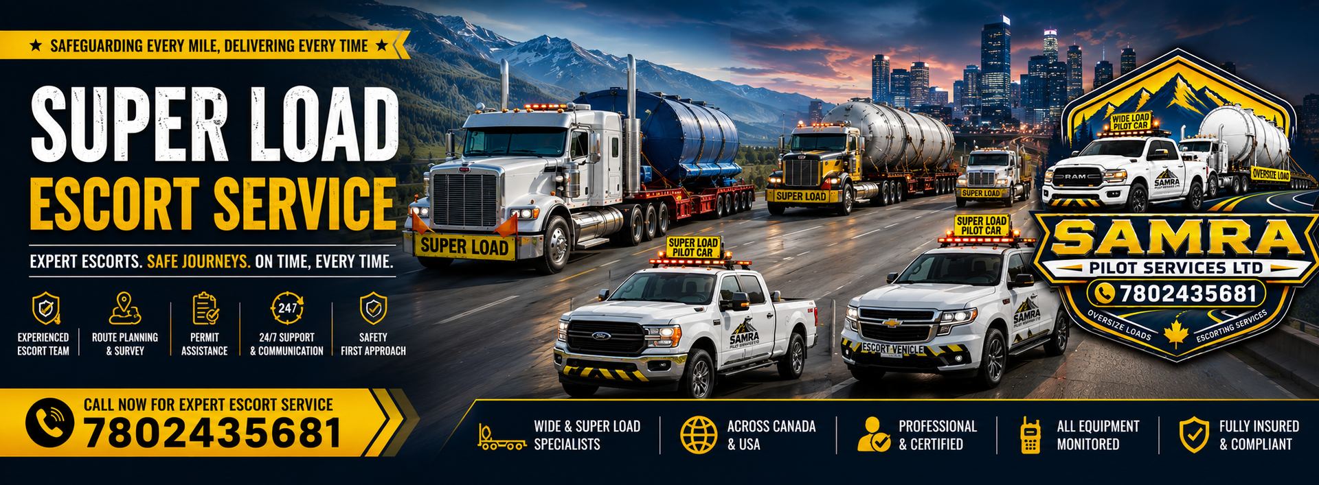 Super Load Escort Service Canada | Samra Car Pilot Services Ltd